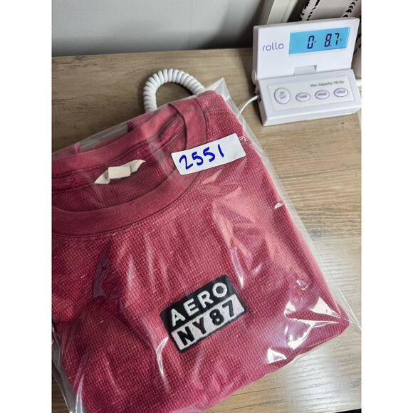 Aeropostale Women’s Y2K Retro Long Sleeve Thermal Shirt S Burgundy Red Aero NY87 - Picture 9 of 9